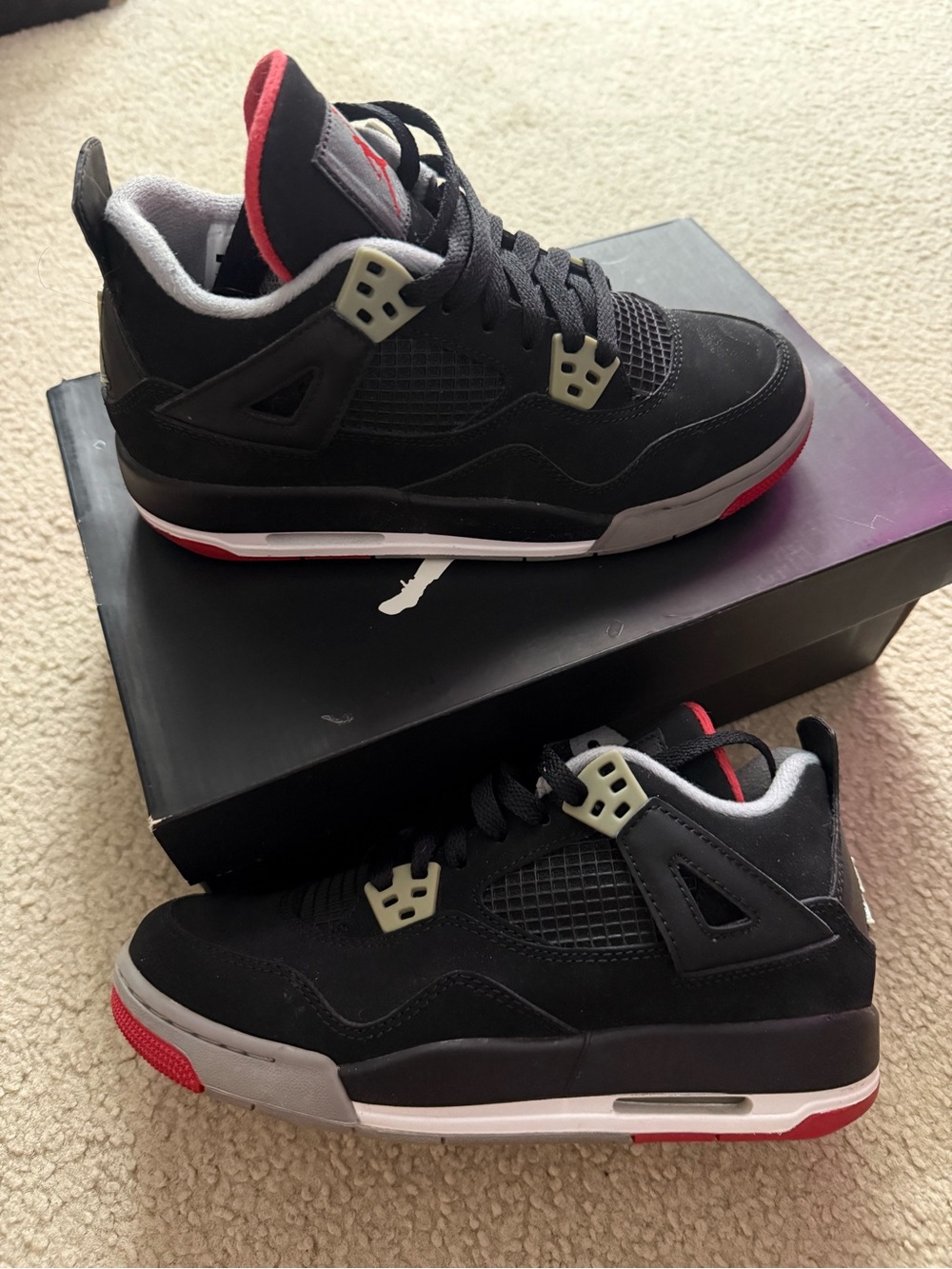 Air Jordan Retro 4 Black Cement Grey-Fire Red
